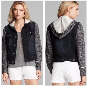 Free People Denim/100% Cotton Mixed Hoodie Size S